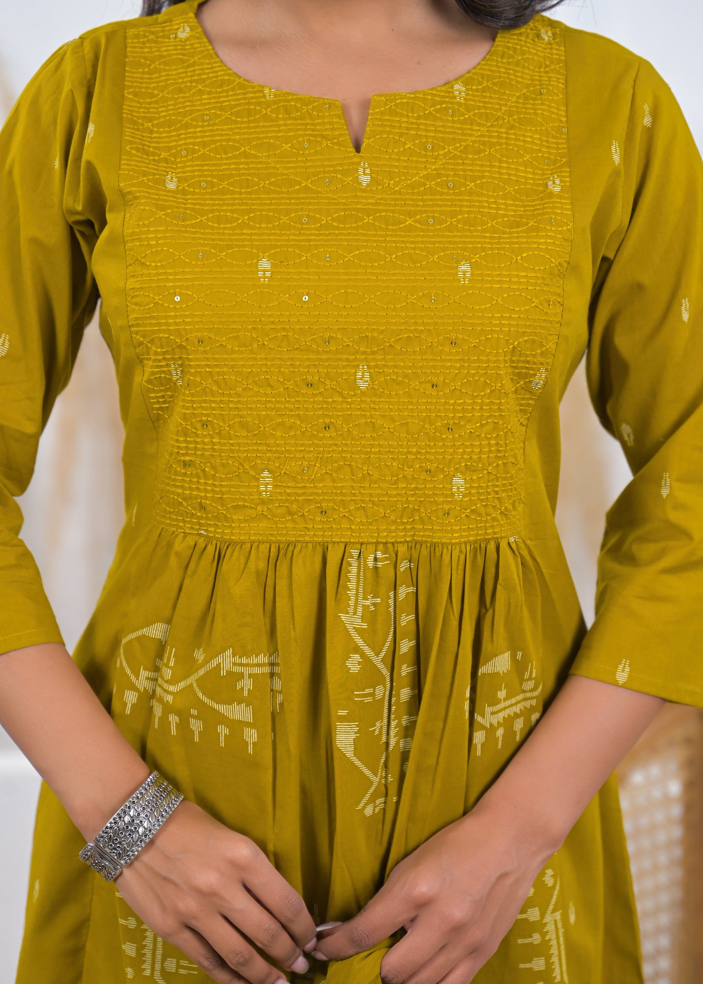 Mustard Yellow Printed Kurta Set with Dupatta