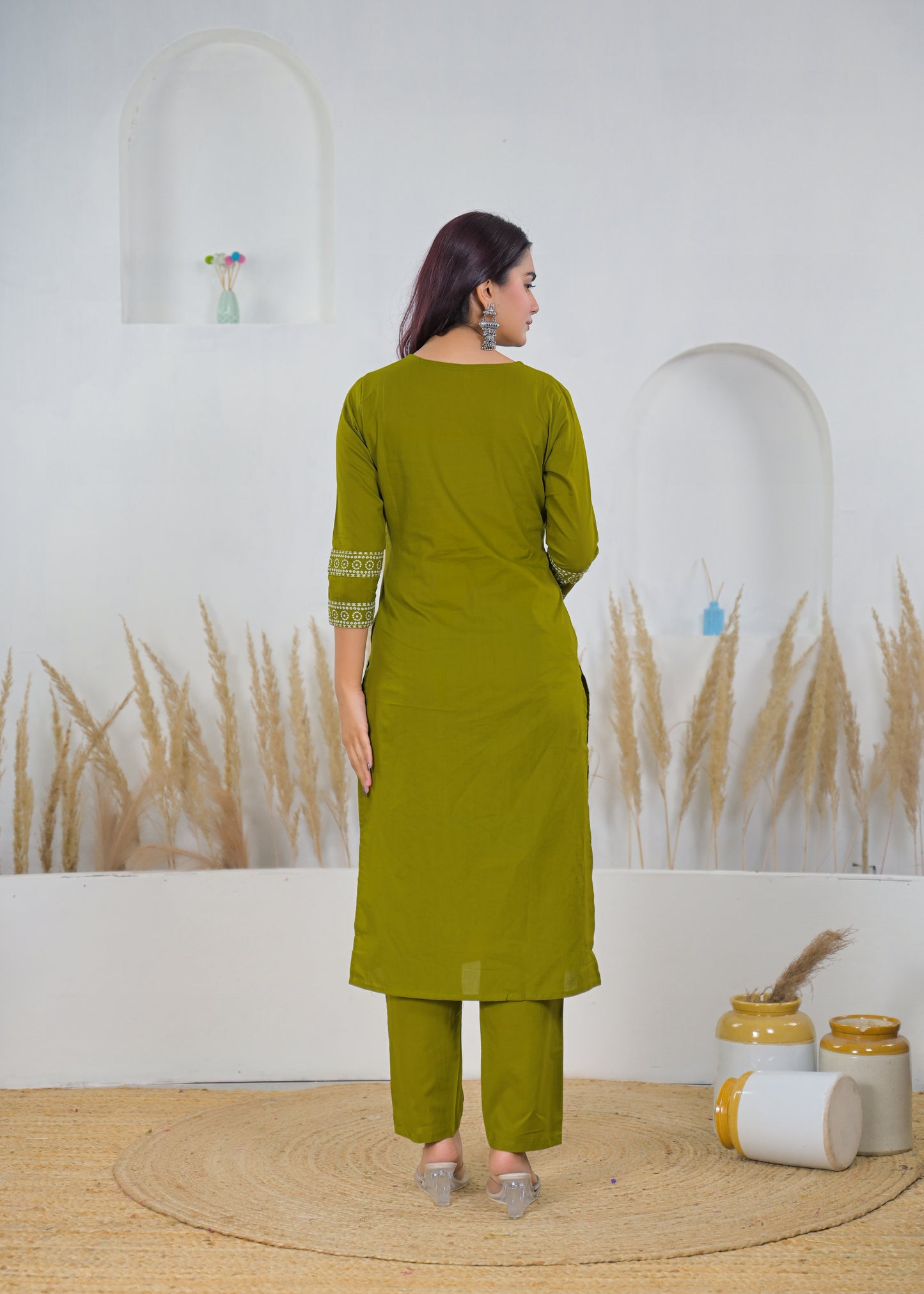 Olive Green Printed Salwar Suit & Dupatta