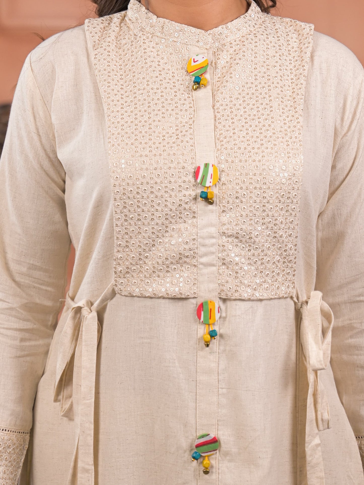 Zarnoor Ivory Sequin Kurta Set