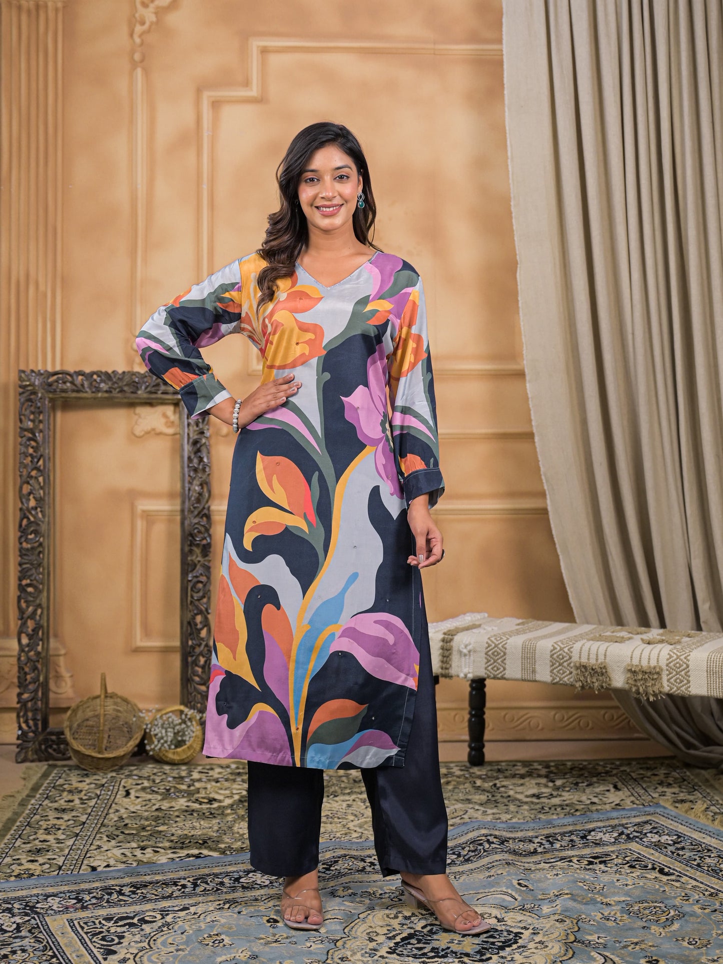 Rangzaar Noir Print Kurta Set