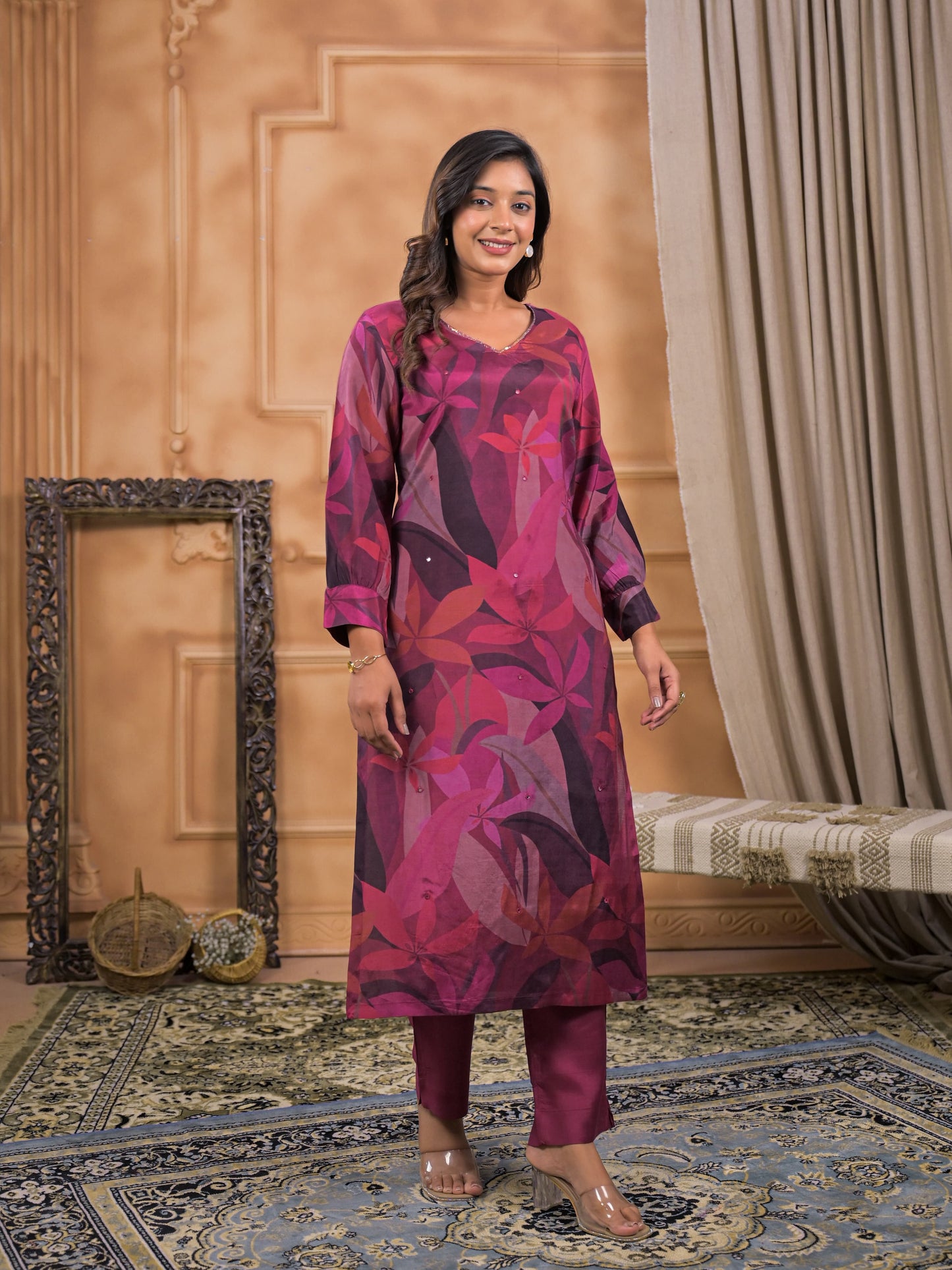 Meher Plum Leaf Kurta Set