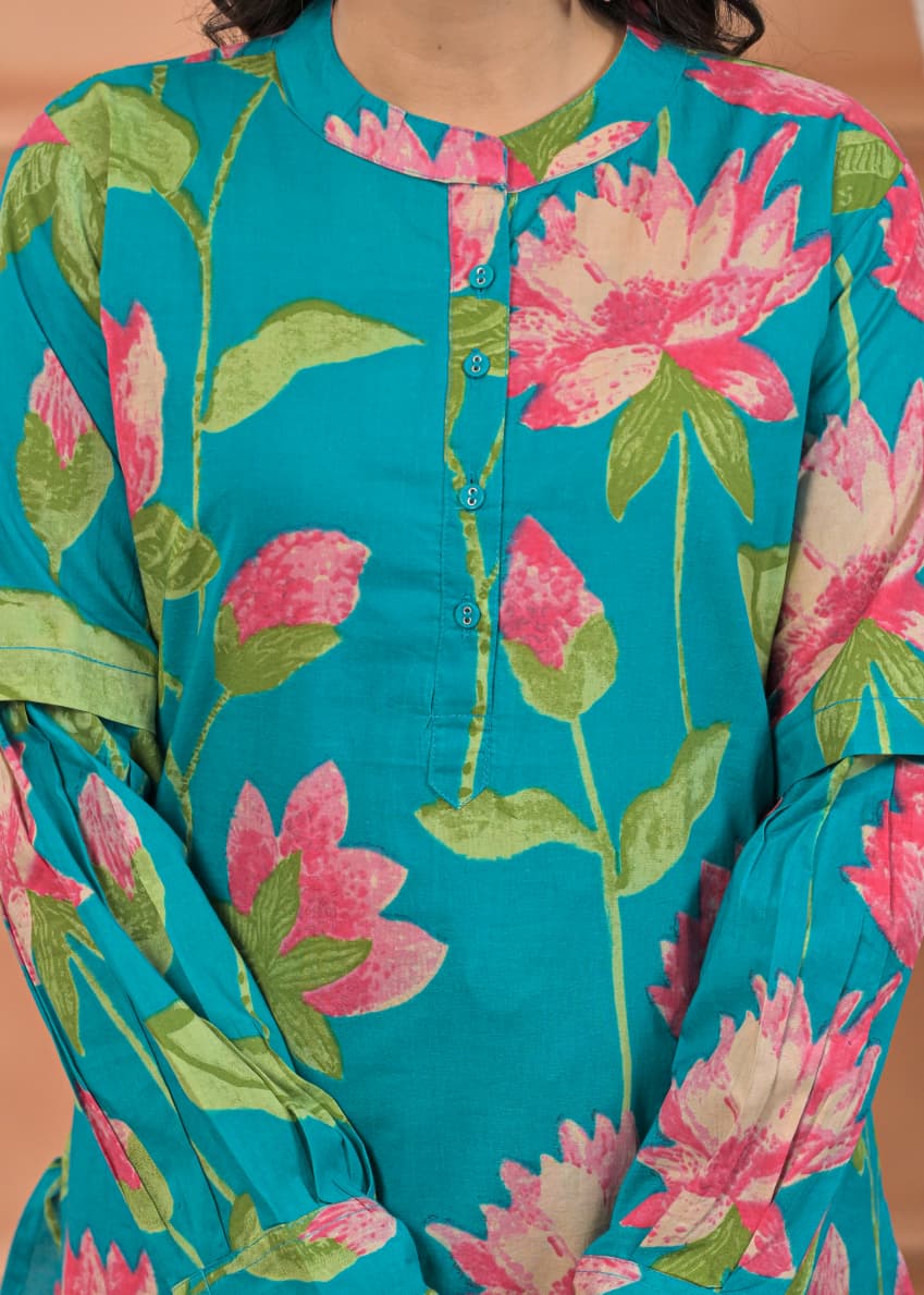 Ocean Bloom Kurta Set