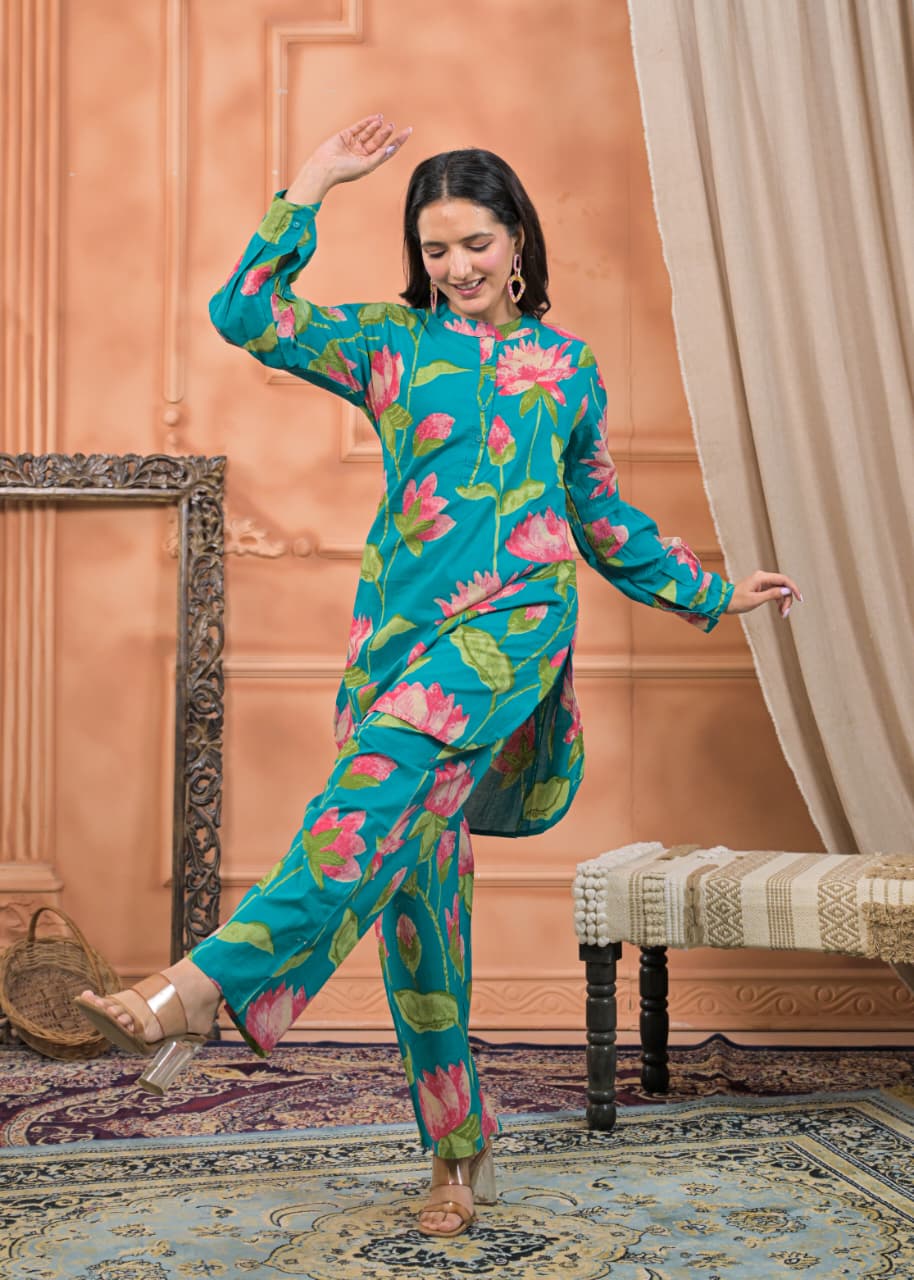 Ocean Bloom Kurta Set