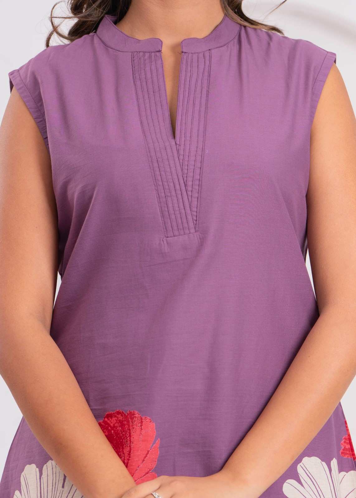 Purple Floral Printed Kurta Set