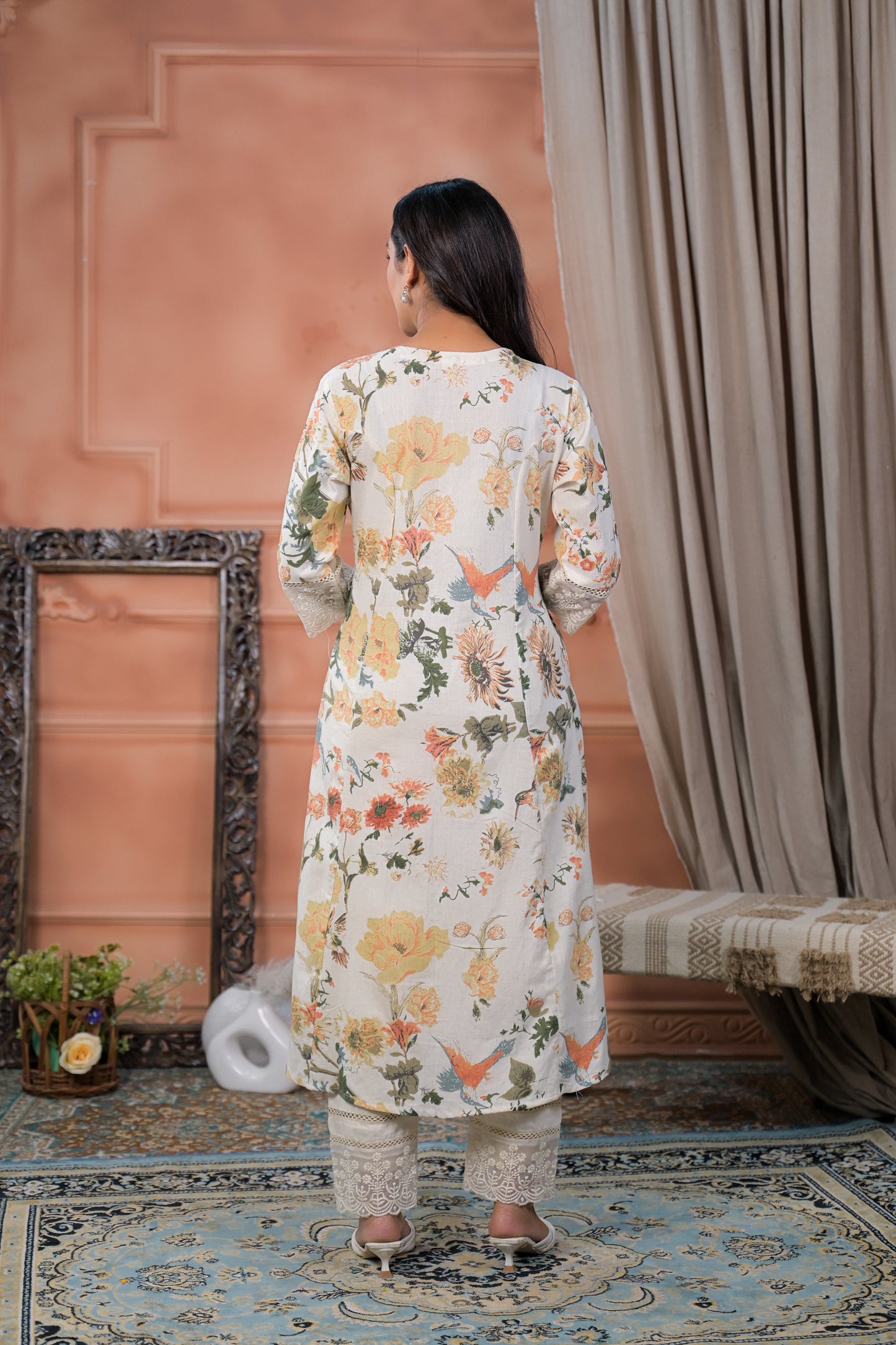 Cream Blossom Flex Kurta Set
