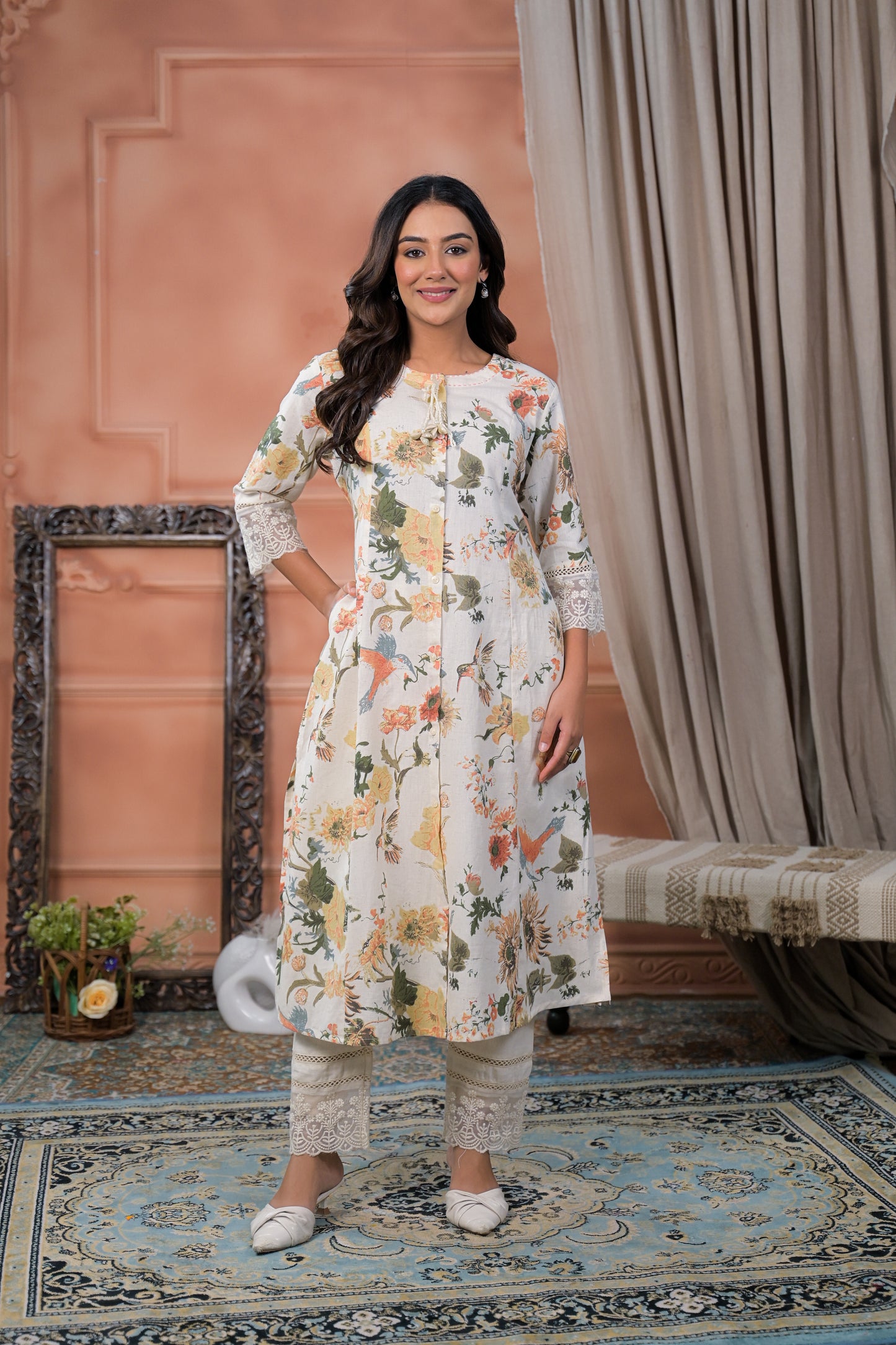 Cream Blossom Flex Kurta Set