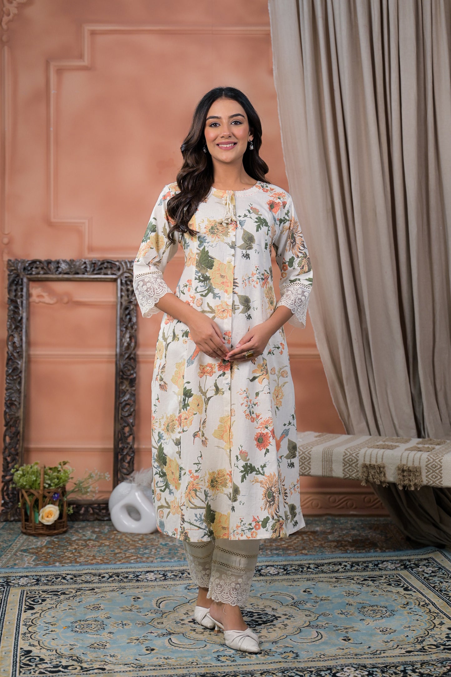 Cream Blossom Flex Kurta Set