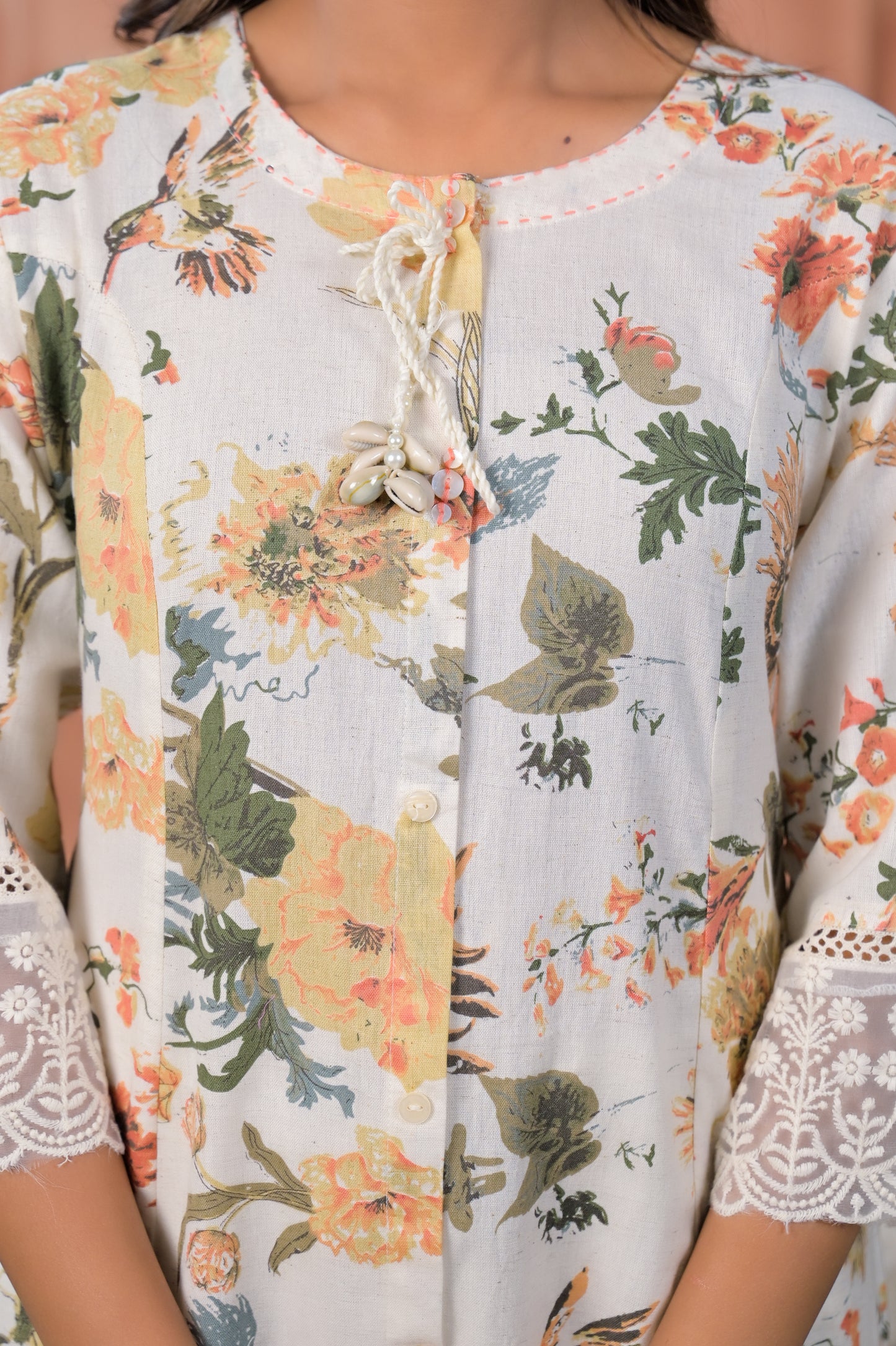 Cream Blossom Flex Kurta Set