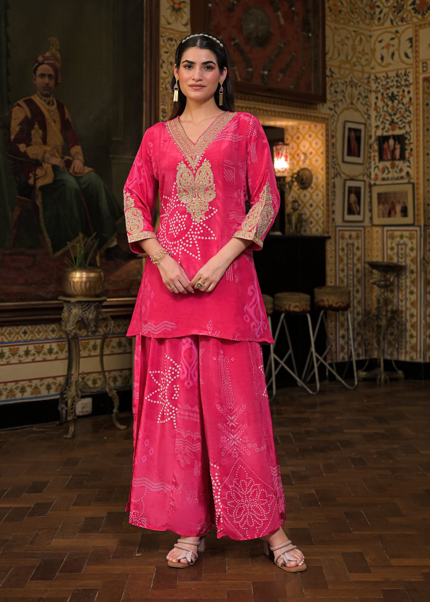BANDHANI CREPE RANI PLAZO SET
