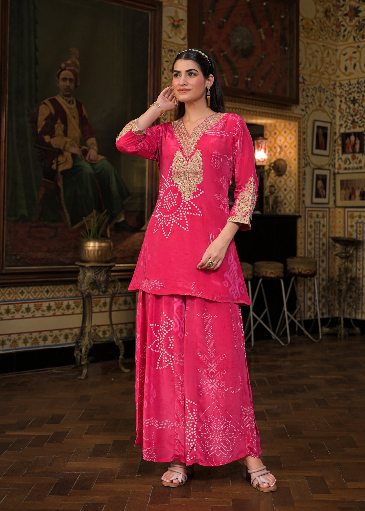 BANDHANI CREPE RANI PLAZO SET