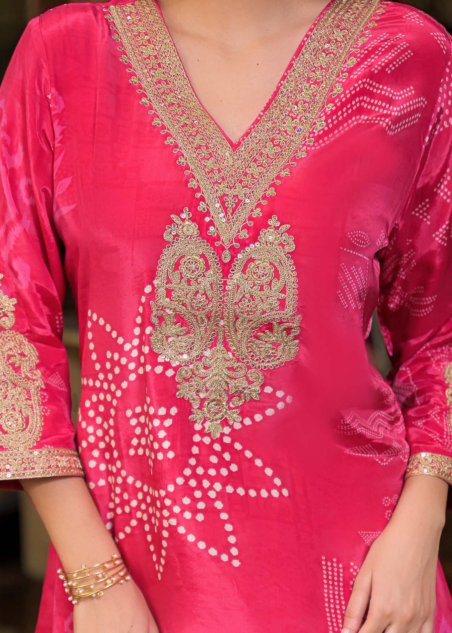 BANDHANI CREPE RANI PLAZO SET