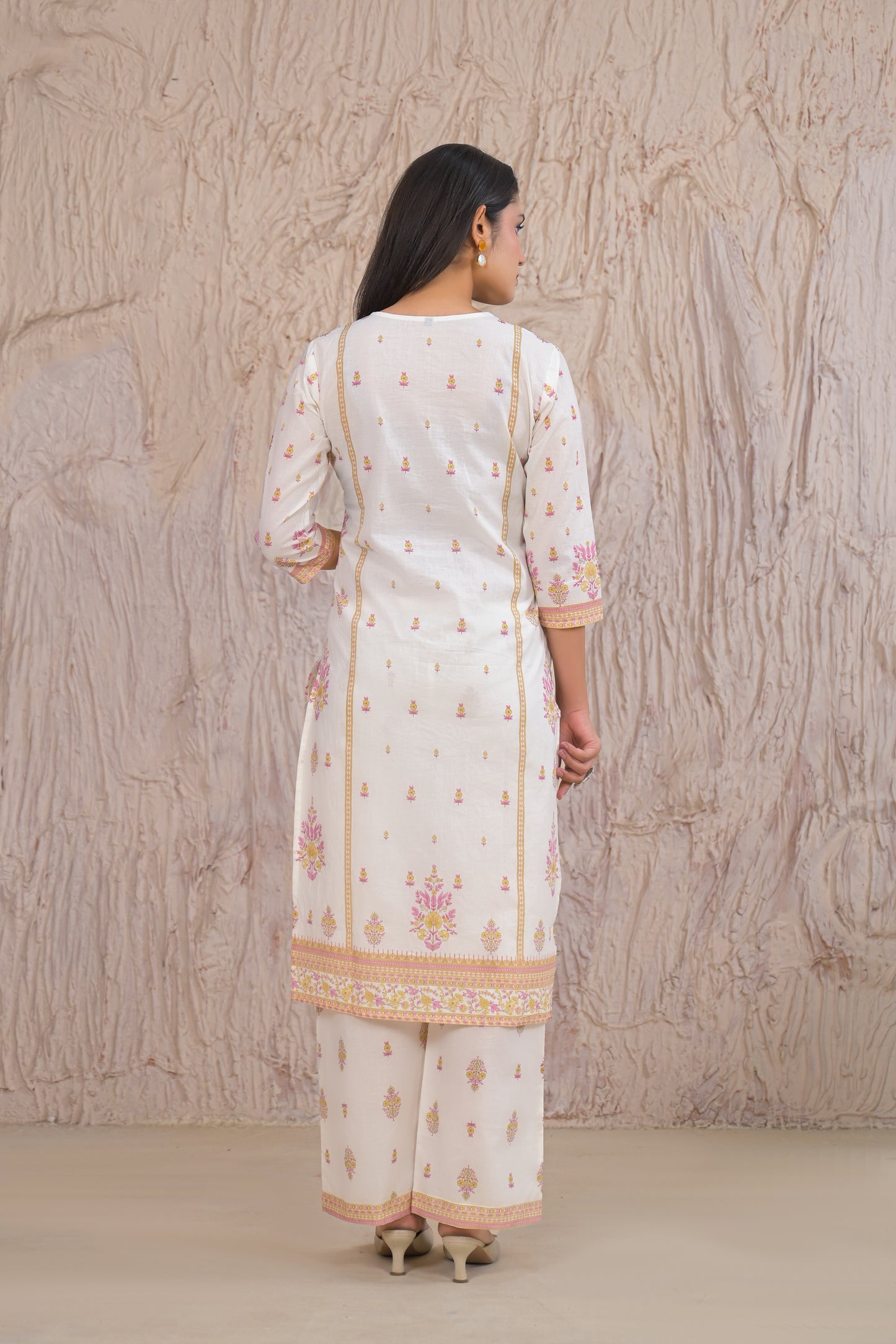 Elegant White Eyelet work Kurta Set with Dupatta