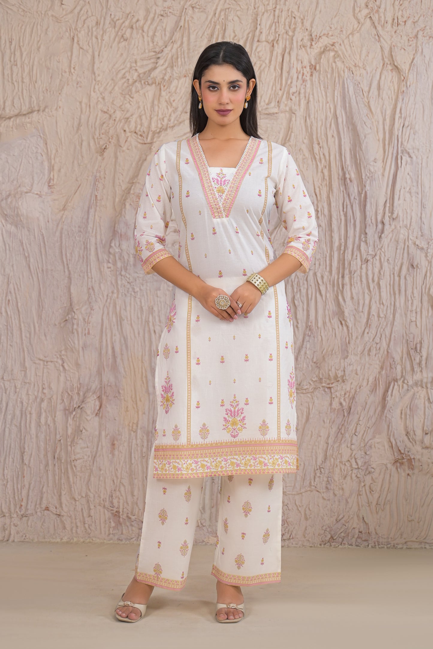 Elegant White Eyelet work Kurta Set with Dupatta