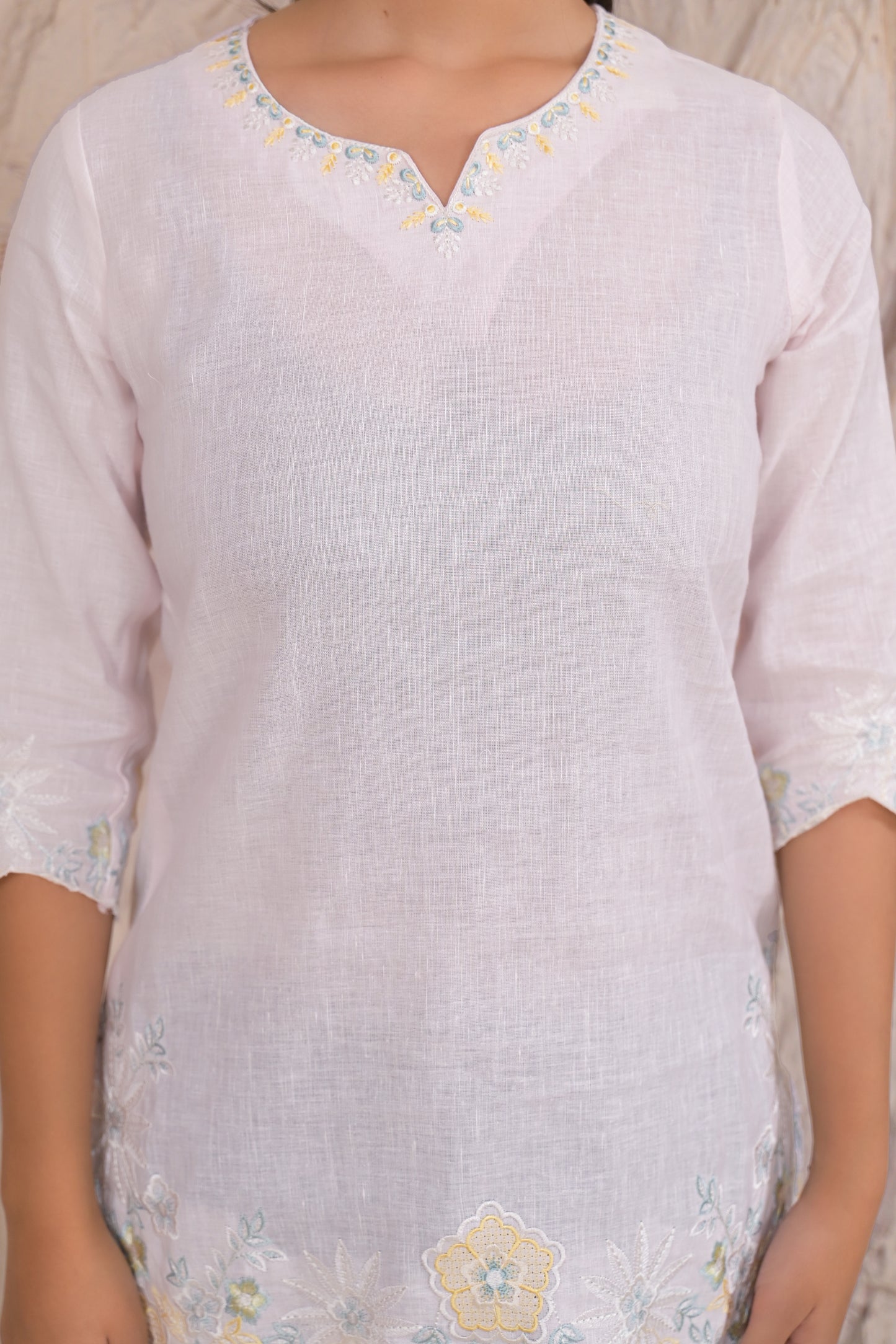 Elegant Light Pink Embroidered Short Kurti