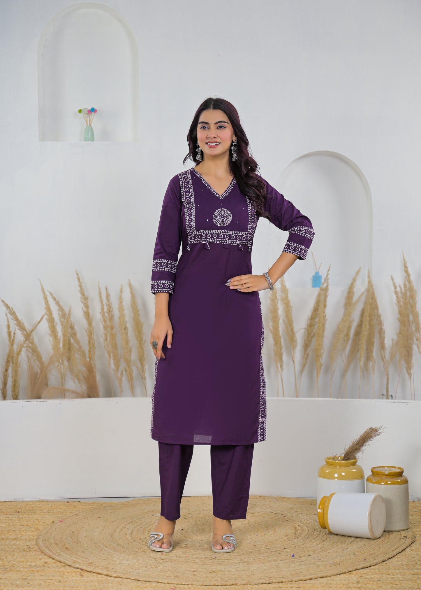 Lavender Printed Salwar Suit with Matching Dupatta