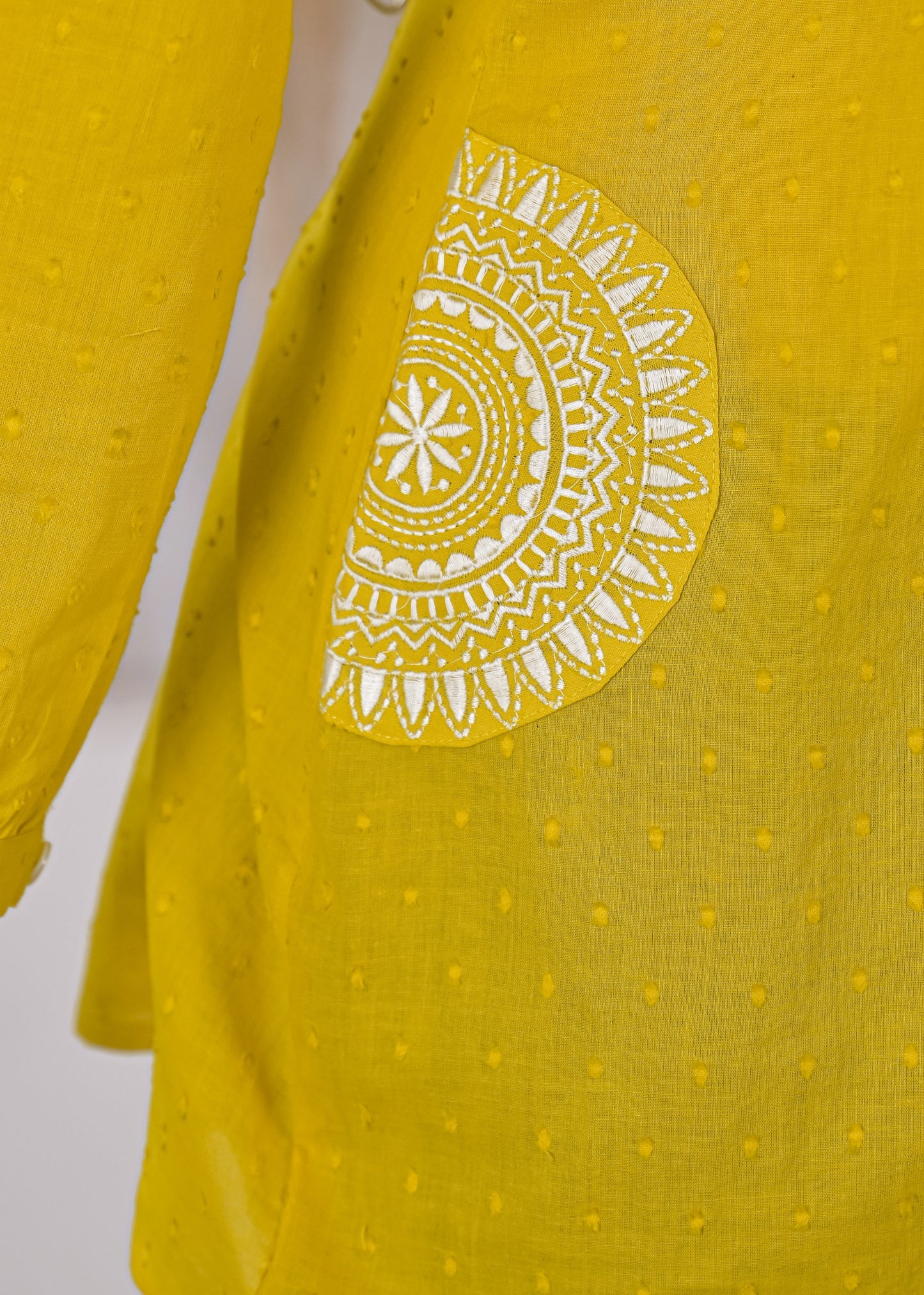 Women's Mustard Yellow Cotton Short Kurti with Tassel Detail