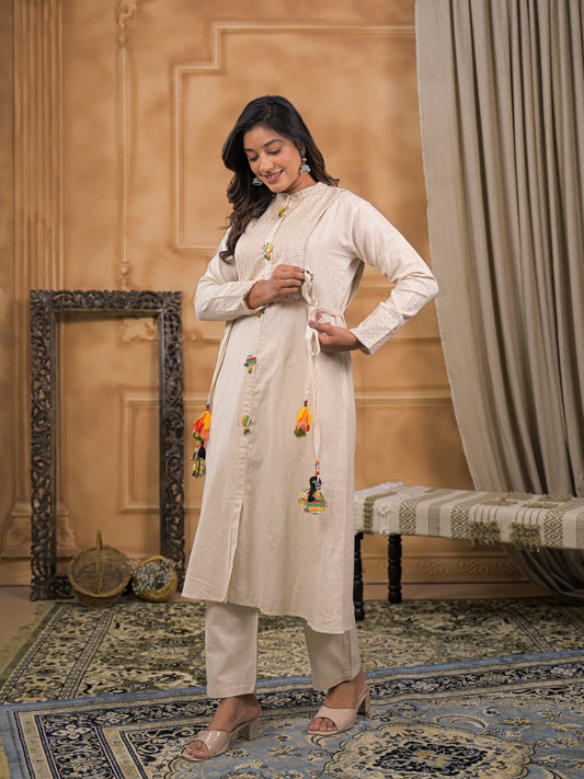 Zarnoor Ivory Sequin Kurta Set