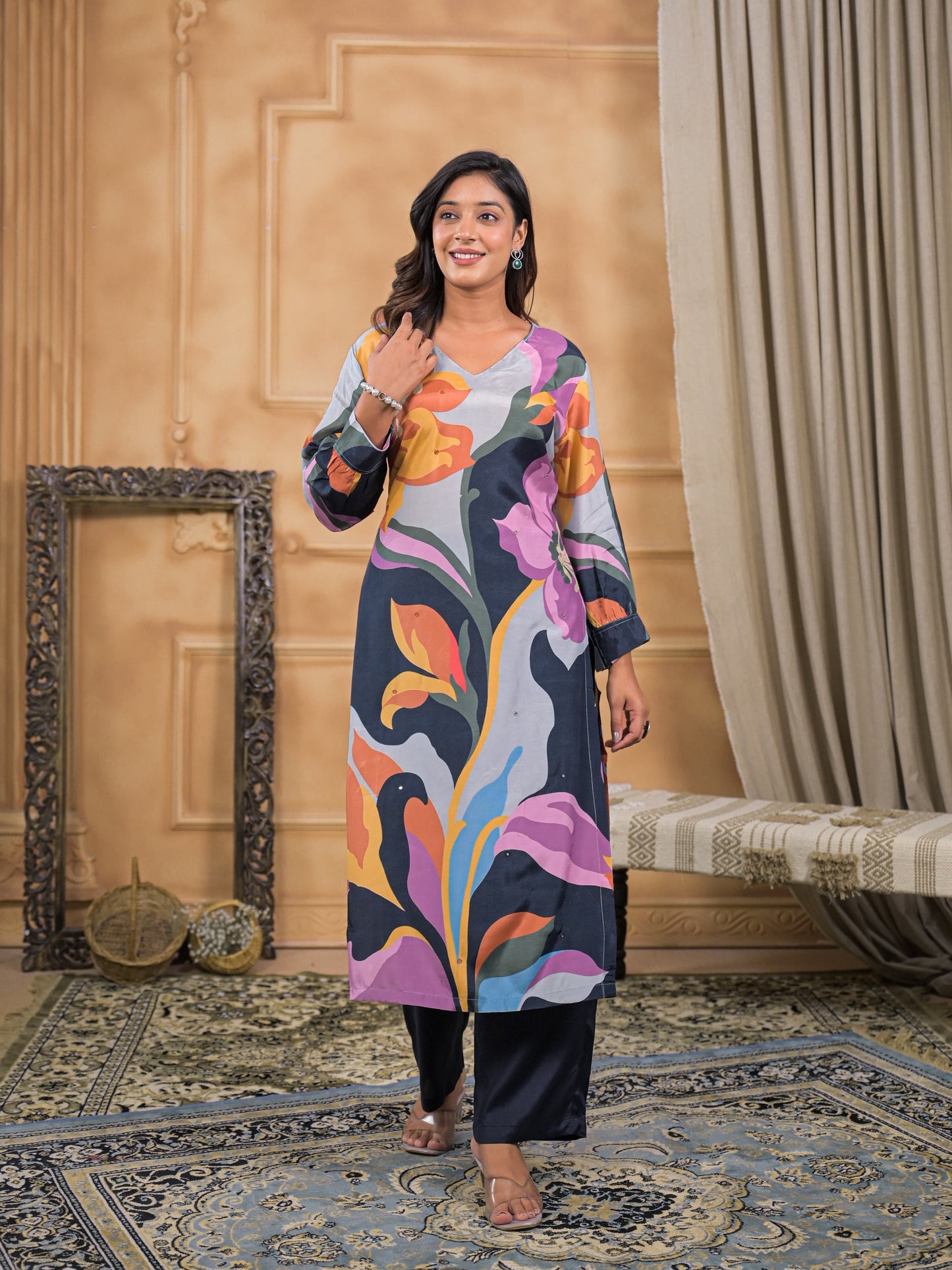 Rangzaar Noir Print Kurta Set