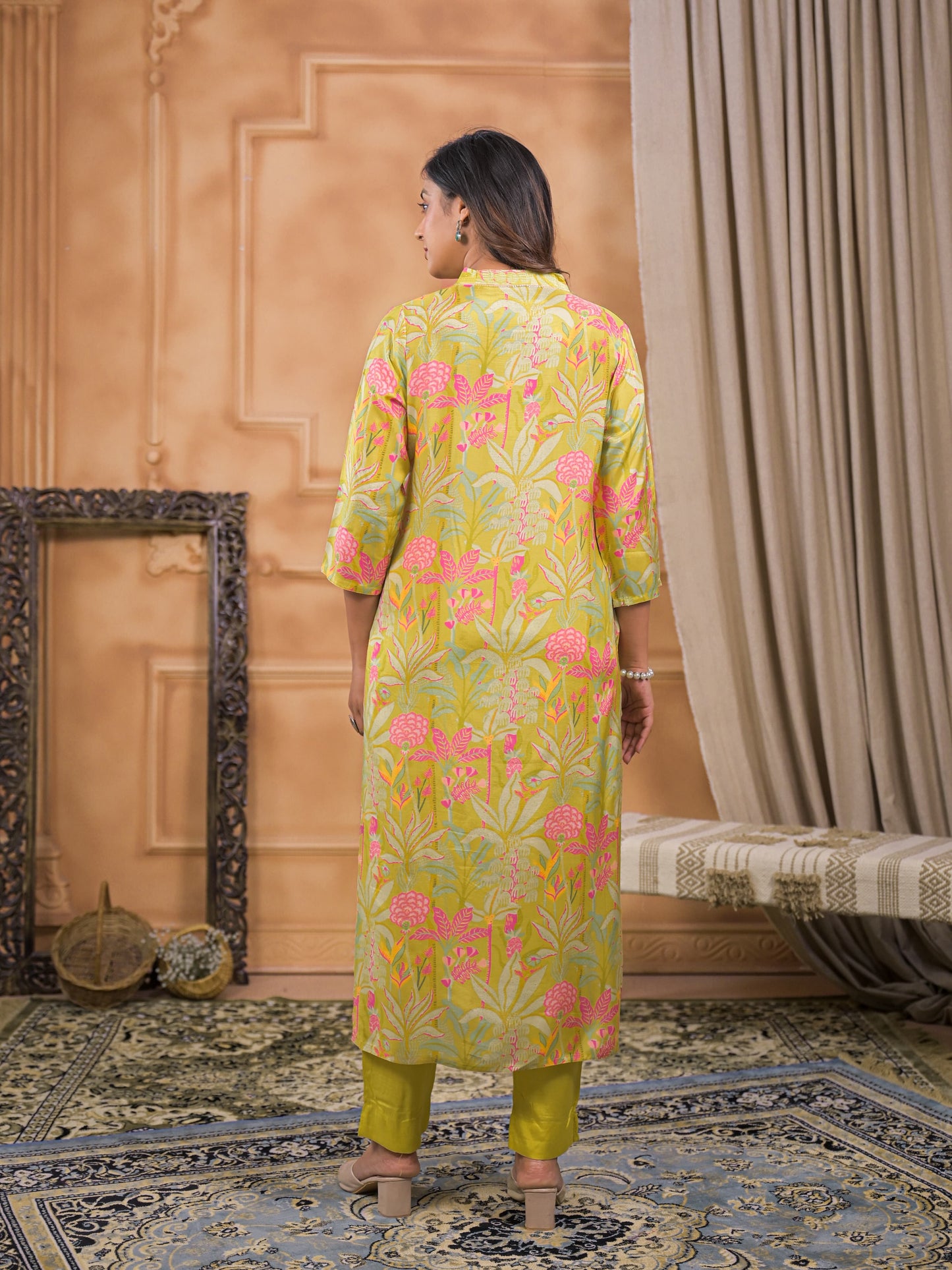 Meher Lime Flora Kurta Set