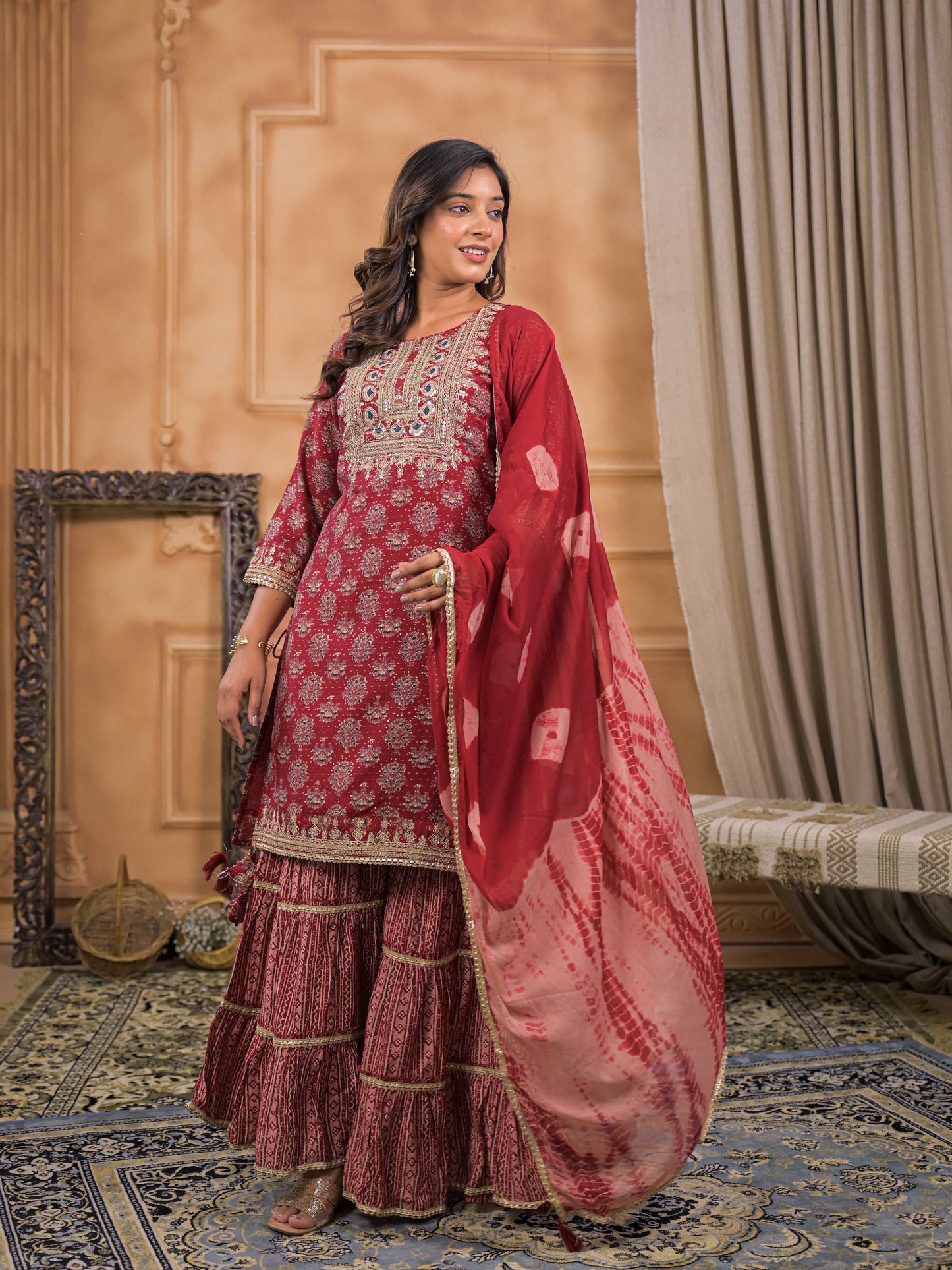Falak Rosewood Gota Sharara Set