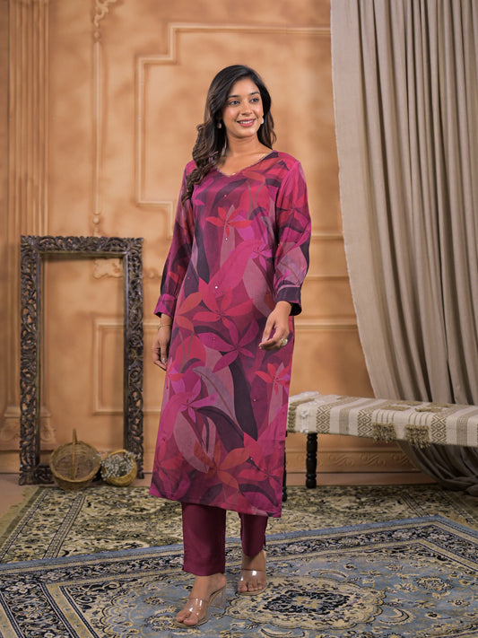 Meher Plum Leaf Kurta Set