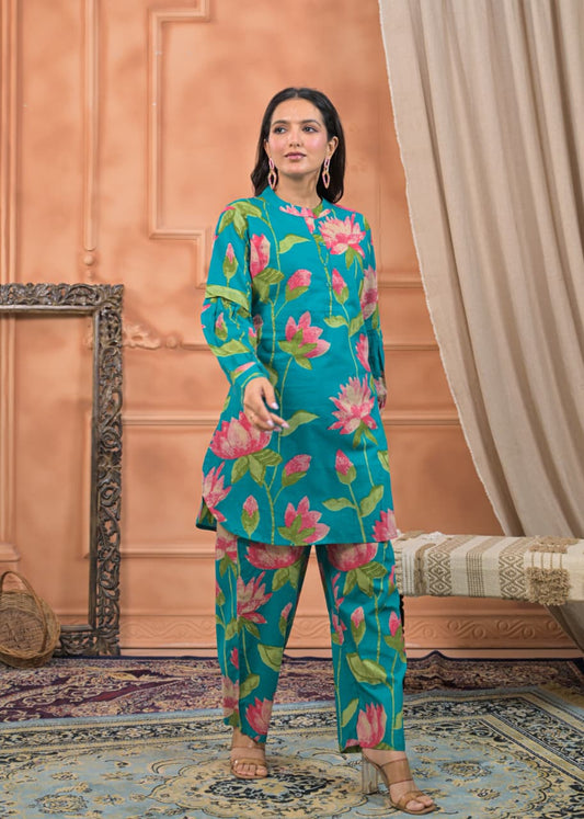 Ocean Bloom Kurta Set